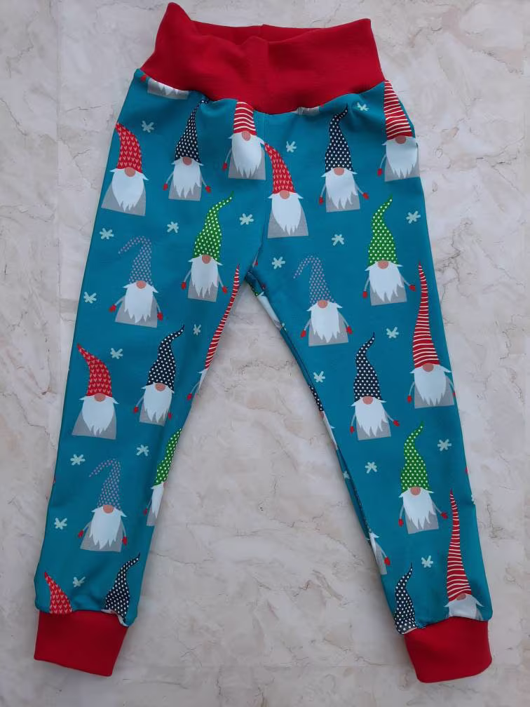 Christmas Leggings, Organic Gnome Gonk Unisex Aqua Leggings