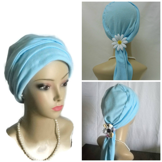 Powder Blue Jersey Scarf Turban 17