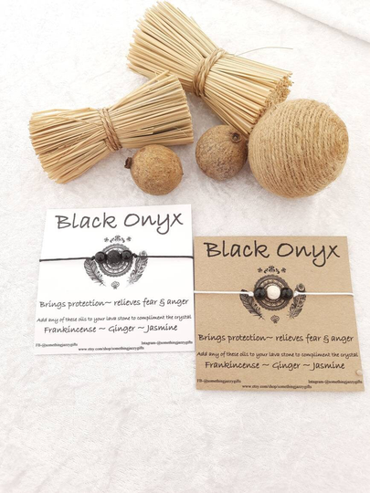 Black Onyx Diffuser Bracelet, Healing Stone Aromatherapy