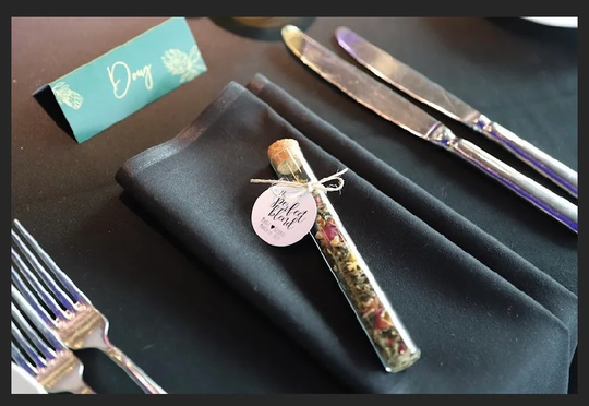 Herbal Tea Wedding Kitchen Baby Shower Glass Tube Bomboniere Favours With Personalised Sticker Or Tag Large 50Ml