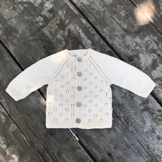 Organic Cotton Knit Baby Cardigan, Ecru Handmade Clothes