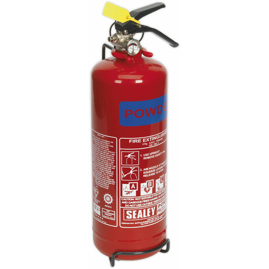 Loops - 2kg Refillable Dry Powder Fire Extinguisher - Mounting Bracket - Pressure Gauge