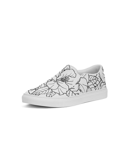 Tropical Floral Print Sneaker With Bold Hawaiian Of Exotic Hibiscus Flowers On A Comfy Women's Slip-On Canvas Shoe