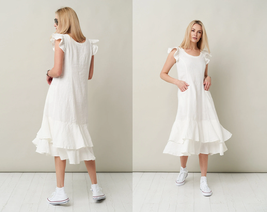 Linen Summer Casual Organic Soft Loose Natural Fabric Dress