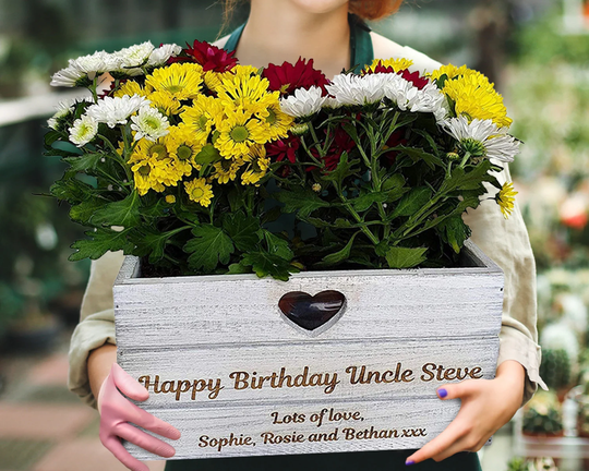 Personalised Planter Plant Pot Engraved Birthday Retirement Gift Wooden Vintage For Nanny Mum Gran Nana Flower Gardener Gifts Mothers Day