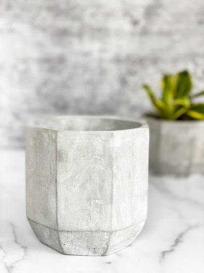 Gray Cement Hexagon Planters