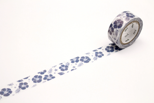 Mt Fab Japan Masking Tape Blue Hibiscus Pattern // Tropical Floral Washi