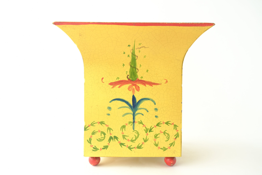 Planter Hand Painted, Tole Ware Metal, Bright Colors