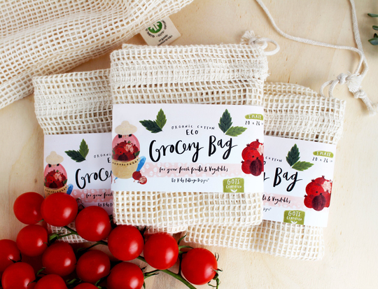 Organic Cotton Mesh Reusable Produce Bag - Fruit & Veg Produce Plastic Free Grocery For Loose Fruit Gots Certified Grocery Bag