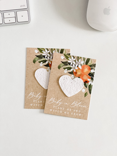 Grownotesâ„¢, Baby in Bloom Favor Cards, Seed Paper Citrus Blossom, Plantable Favors, Shower Favor, Wallet Size, #54
