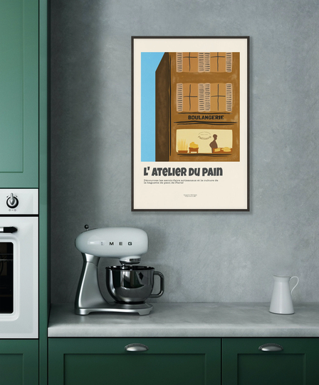Boulangerie, French Signs, Kitchen Decor, Seasonal Food Poster, Mid Century Modern, Homemade