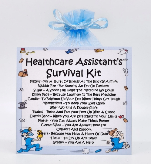 Healthcare Assistant Survival Kit - Fun Novelty Gift & Card Alternative/Present Birthday Greeting Cards Unique Secret Santa