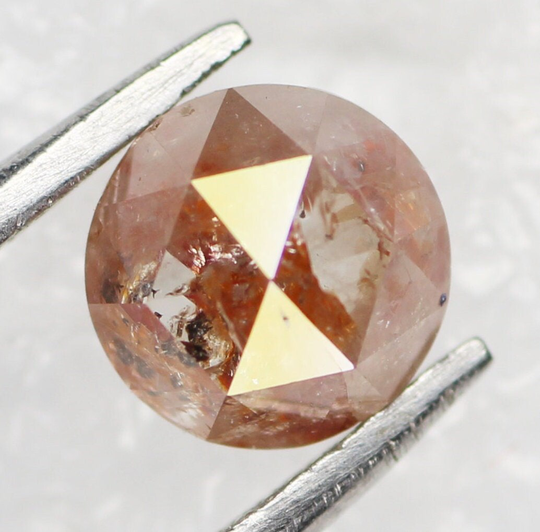 0.72 Ct Salt & Pepper Peach Color Round Rose Cut Natural Loose Diamond, Engagement Ring Jewelry Best Price Diamond, Sg695