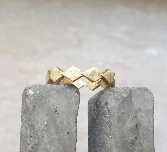 Organic Gold Band-Wedding Ring - Ring-Gold Ring-Plain Band-Geometric Ring-Recycled Band-Losange Ring