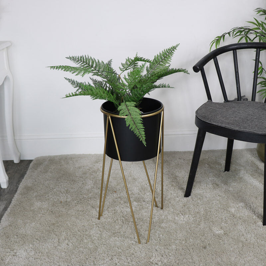 Large Black & Gold Planter - Black, Gold