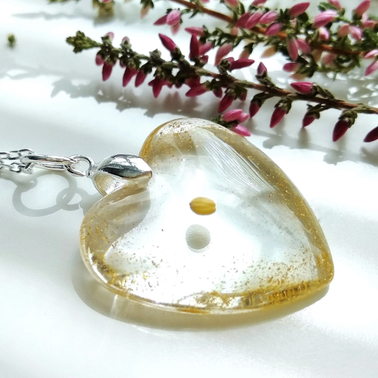 Mustard Seed Necklace, Sterling Silver Faith Baptism Gift, Heart Pendant With Mustard & 24K Gold Dust, Christian Jewellery
