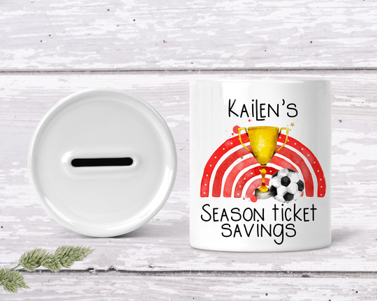 Personalised Season Ticket Savings, Football Fan Gift, Personalised Money Box