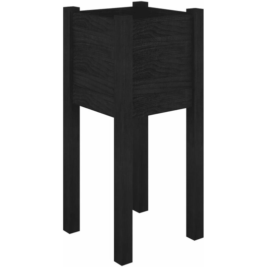 Garden Planter Black 31x31x70 cm Solid Pinewood Vidaxl Black