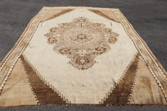 Big Rug, Turkish 8.1x11.5 Feet, Oversize Oushak Oriental Antique Vintage Large Organic Rug, Muted Rug 4522