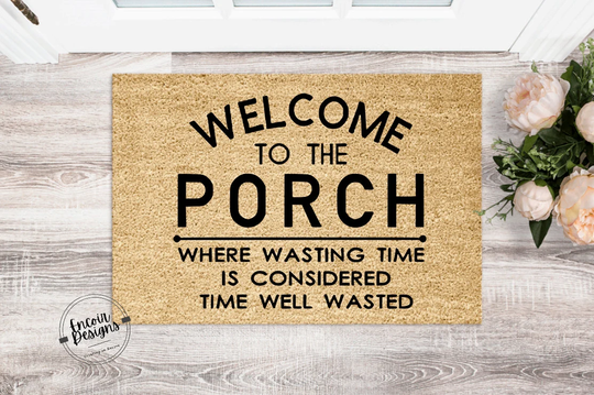 Welcome To Our Porch | Perfect Outdoor Rug To Dress Up Your Patio Housewarming Gift New Homeowner Closing Seasonal Summer Doormat