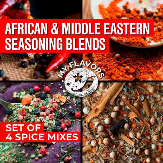 African Spices Set - Middle Eastern Seasoning Blends Gourmet & Rubs 4 Seasonings For Meat Flavors Of Africa