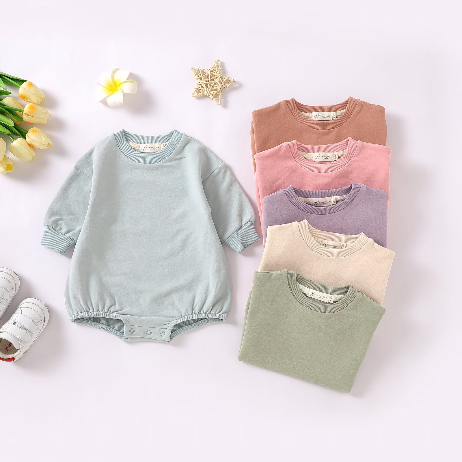 Tiny Alpaca | Organic Natural Cotton Baby Sweater Bodysuit 0-2 Years Gender Neutral Shower Gift