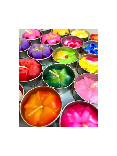 Hibiscus Lotus Flower Tea Light Candles - Handmade Decorative Set Of 10