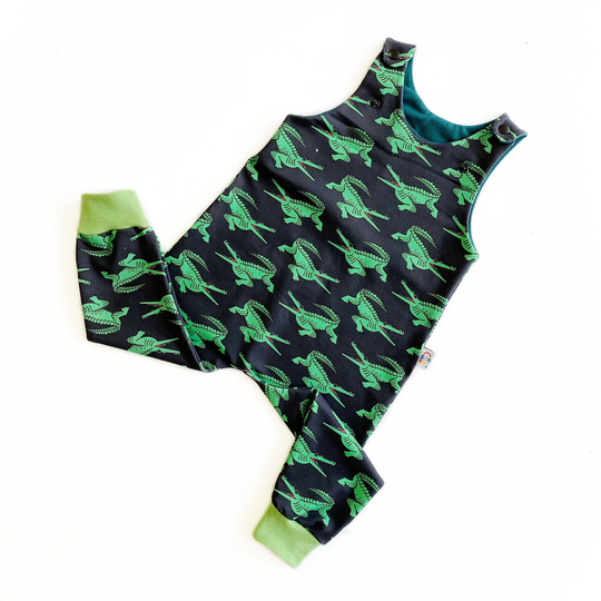 Crocodile Organic Dungarees | Kids Unisex Romper Baby