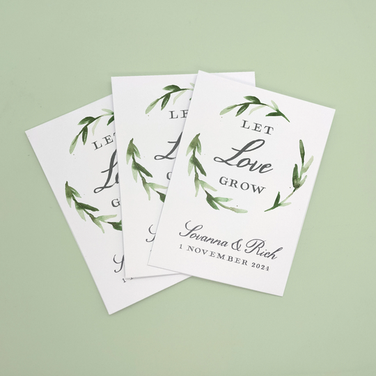 Seed Packet Wedding Favours, Seeds Included, Let Love Grow Greenery, Foliage Wreath, Bridal Shower Favors, Rustic Wedding, Botanical