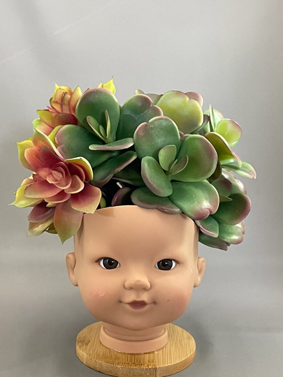Lei Vinyl Dollhead Planter