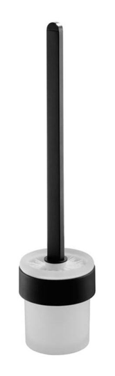 Bisk - Tempered Glass Cup + Toilet Cleaning Brush Bathroom Black Powder Coated Zamak