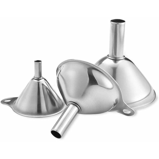 3 Pieces Mini Stainless Funnel, Stainless Steel Kitchen Funnel Set, Mini Metal Funnel, for Separate Liquids, Cooking Oil, Seasoning or Powdered