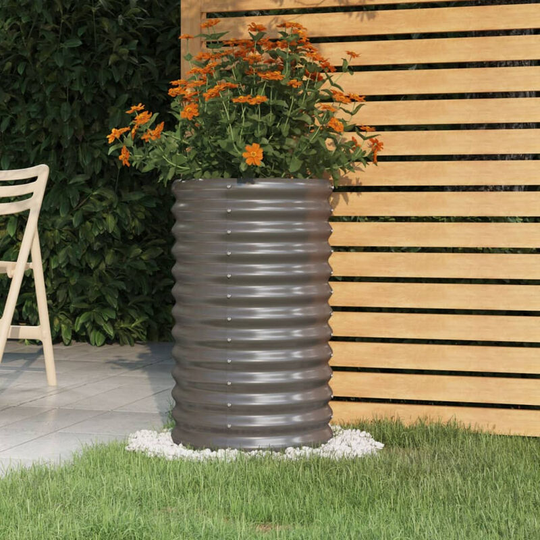 Asupermall - Garden Planter Powder-coated Steel 40x40x68 cm Grey
