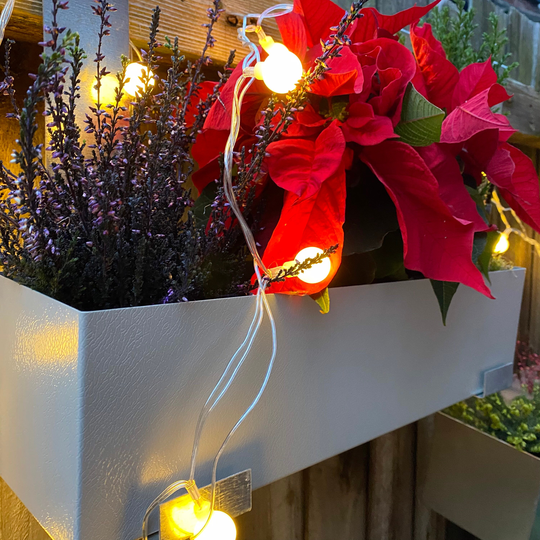 40cm Long Goosewing Grey Window Box Style Handmade Metal Planter, With Rubber Trim On Top Edge
