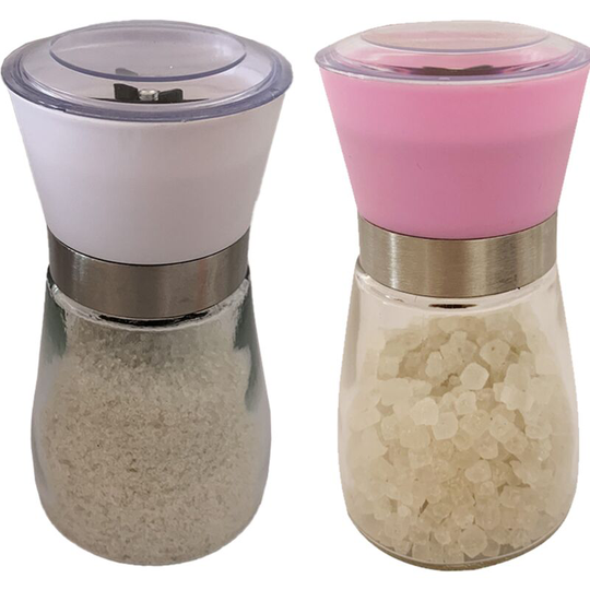 Fvbjd - Salt and Pepper Grinder Set - Adjustable Spice Ceramic Grinders Mill Shaker for Kitchen Table 1PCS white + 1PCS pink