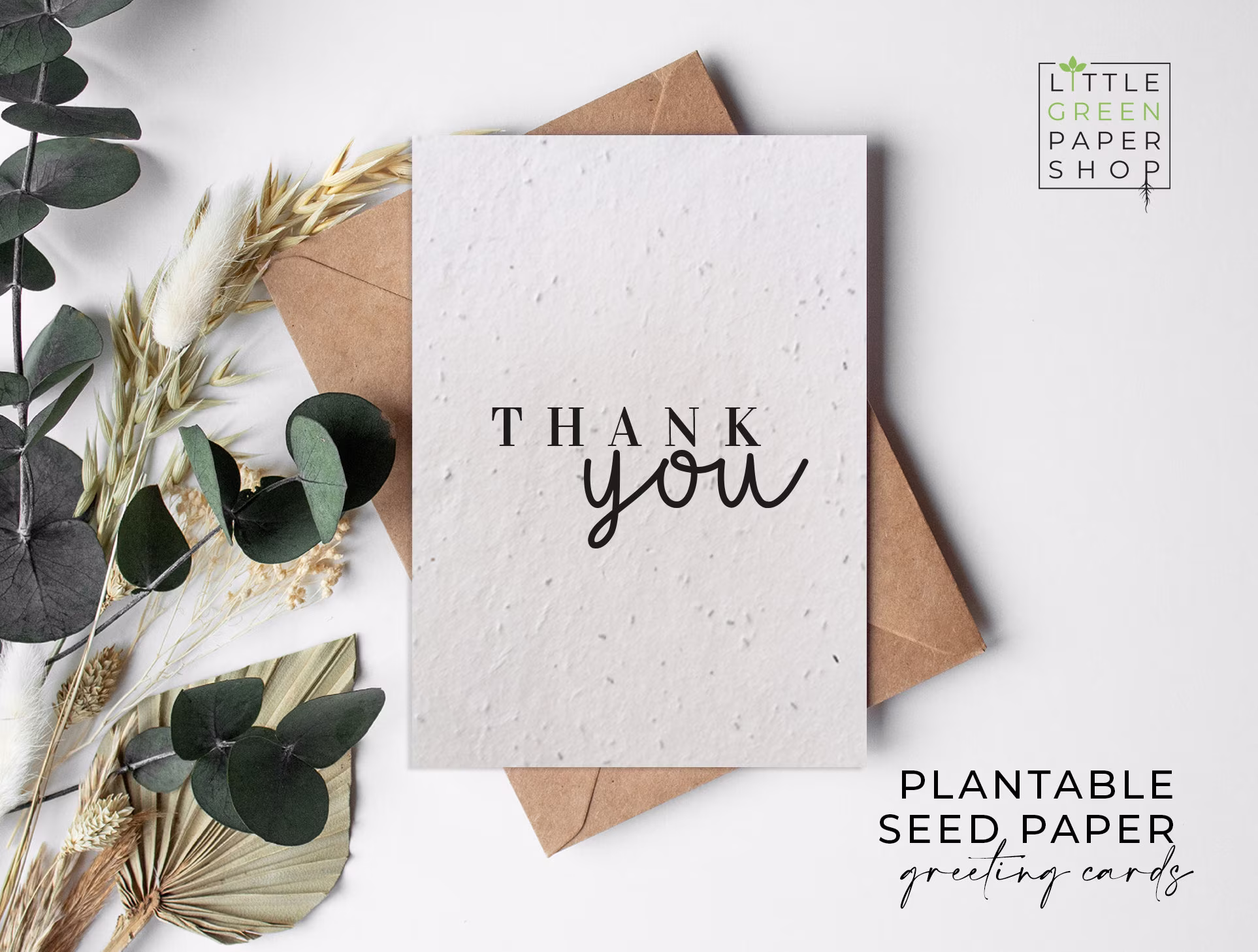 Plantable Flower Seed Paper Cards A6 - Thank You Thanks, Friends, Family, Greeting, Gardening, Eco-Friendly, Biodegradable