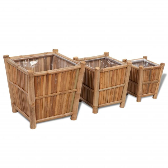 Vidaxl - 3 pcs Bamboo Raised Bed with Nylon Lining Brown
