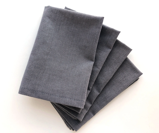 Gray Organic Cloth Napkins - Set Of 4 Reusable Cotton Fabric With Mitered Corners 12.5 X Inches Table Linen