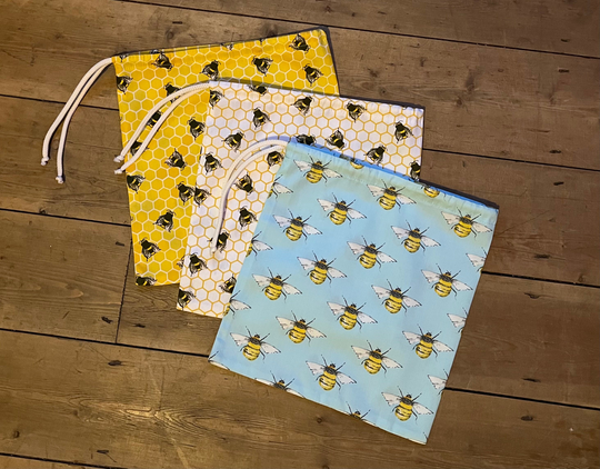 Bee Cotton Storage Bag, Dice Gift Idea, Herbs Small Make-Up Pads