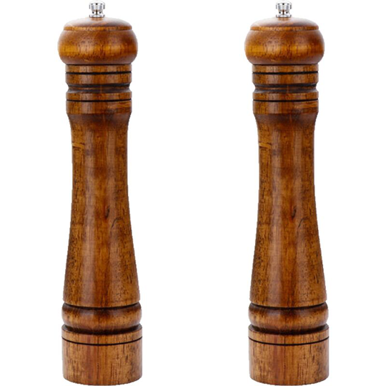 2pcs Wood Salt And Pepper Grinder Pepper Mill And Salt Shaker Set Wooden With Ceramic Core large
