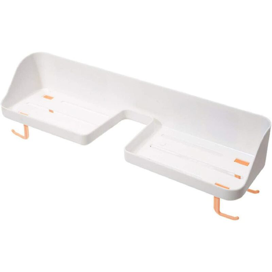 Bathroom Shower Shelf Shower Towel Storage Organizer with 4 Hooks, Self Adhesive