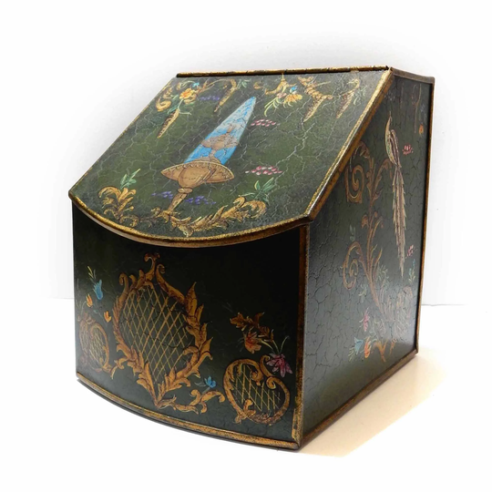 Chinese Toleware Tea Caddy Lidded Tin Box Hand Painted