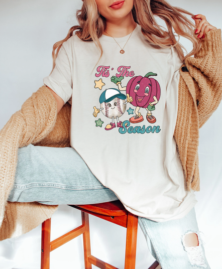 Tis The Season Baseball Shirt Cute Retro Vintage Fall Tshirt Autumn Halloween Shirts Groovy Mom Clothing Ghost Pumpkin Tee