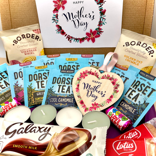 Mothers Day Tea Lover Personalised Letterbox Gift Heart | Mum Granny Gift Set, Hug in A Box, Self Care Package, Chocolate & Biscuits