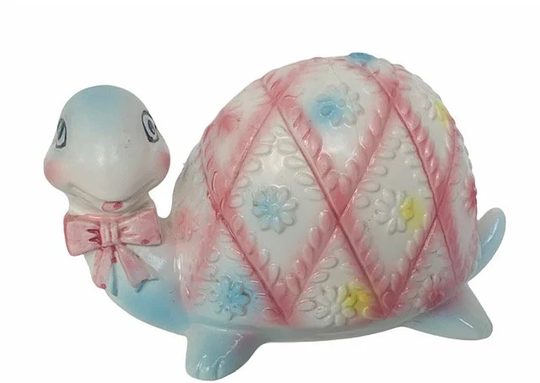 Turtle Indoor Planter Vtg 3275 Japan Antique Vintage Figurine Sculpture Sea Tortoise Pink White Anthropomorphic 1950S