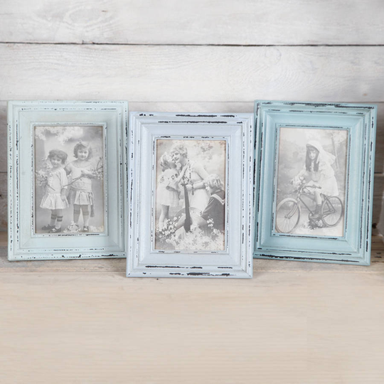 Wooden Vintage Style Blue Photo Frame, Powder Blue/Blue
