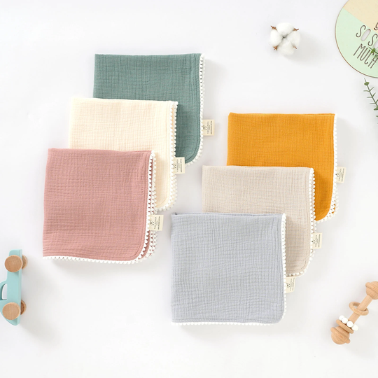 Tiny Alpaca | Organic Cotton Muslin Baby Comforter, Security Blanket For Babies & Toddlers| Pom Designs 40x40cm