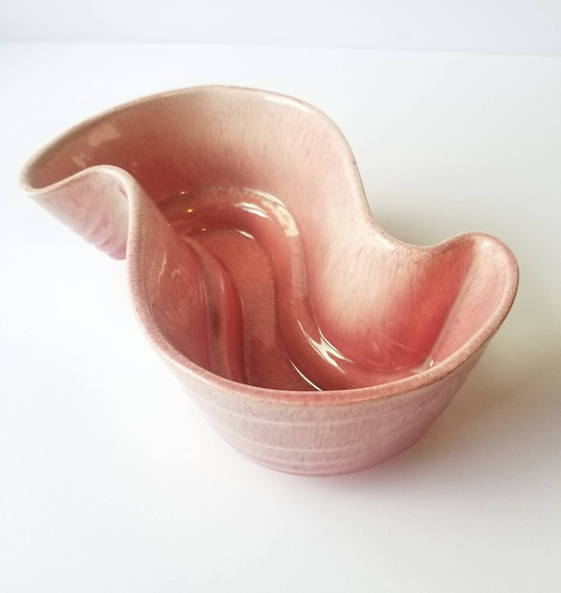 Mid-Century Vintage Royal Haeger Pink Pottery Scroll Planter