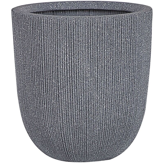 Beliani - Modern Outdoor Plant Pot Planter Tall Round 33 x ø 31 cm Grey Chios - Grey