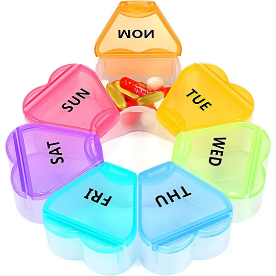 Pill Organizer 7 Day Weekly Tablet Organizer Portable Medicine Storage Box for Vitamin, Supplement And Fish Oil